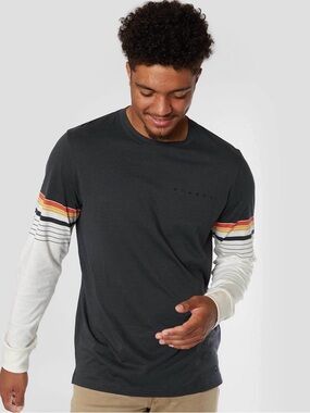 Stance Men's Black Long-Sleeve Tee with White Sleeves & Striped Accents